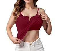 Generisch Camiseta de tirantes para mujer con sujetador integrado, camiseta interior de algodón, sin mangas, para deporte, fitness, yoga, sin aros, camiseta de tirantes de espagueti, ropa interior de