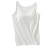 Generisch Camiseta de tirantes para mujer con sujetador integrado, sin aros, deportiva, yoga, cuello en U, camiseta interior acolchada, ancho ajustable, tirantes para mujer, básica, cómoda, camiseta