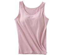 Generisch Camiseta de tirantes para mujer con sujetador integrado, sin aros, deportiva, yoga, cuello en U, camiseta interior acolchada, ancho ajustable, tirantes para mujer, básica, cómoda, camiseta