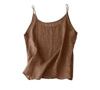 Generisch Camiseta de tirantes para mujer, de algodón, sin mangas, de lino, para verano, ligera, de color sólido, para la playa, ligera y aireada, sin mangas, blusa de lino, blusa