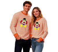 Generisch Camiseta de tirantes para mujer, disfraz de payaso para hombre y mujer, tallas grandes, camiseta de circo, camiseta de rayas rojas y blancas y estampado de payaso para carnaval, Navidad y