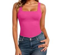 Generisch Camiseta de tirantes sin mangas para mujer, transpirable, cuello cuadrado, camiseta de verano, camisa holgada, sujetador deportivo, de secado rápido, camiseta deportiva ligera, O rojo., XL