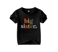 Generisch Camiseta de verano de manga corta para hermana mayor, camisa con cuello marinero, 1 - 13 años, Negro , 1-2 años