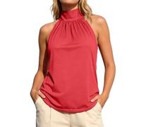 Generisch Camiseta de verano para mujer Y2k Halter Neckline Tank Top Basic Sport Tops Summer Sexy sin tirantes Halter Neckline Holder Party Tops Elegante Espalda Libre Verano Tops