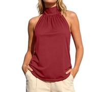 Generisch Camiseta de verano para mujer Y2k Halter Neckline Tank Top Basic Sport Tops Summer Sexy sin tirantes Halter Neckline Holder Party Tops Elegante Espalda Libre Verano Tops