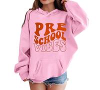 Generisch Camiseta deportiva para niños y niñas, primer día de escuela, informal, sudadera con capucha en mi camiseta preescolar, guardería, sudadera con capucha, con bolsillo, adecuada para
