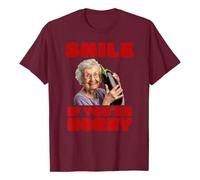 Generisch Camiseta divertida para hombre con estampado de humor llamativo y motivo fotográfico, manga corta, cuello redondo, corte holgado, tejido mixto suave, color rojo vino, gris, S a XXXL para el