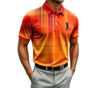 Generisch Camiseta funcional de confort veraniego: material de punto transpirable que absorbe la humedad con un discreto patrón de impresión para el campo de golf, naranja, L