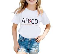 Generisch Camiseta infantil con divertido juego de palabras de música rock, camiseta de manga corta con impresión AB/CD para niños y niñas, camiseta divertida para pequeños fans de la música