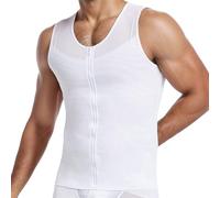 Generisch Camiseta interior para hombre con cierre de cremallera, corte estrecho para el abdomen, que se usa en el interior, elegante parte superior para hombre, Blanco, M