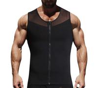 Generisch Camiseta interior para hombre con cierre de cremallera, corte estrecho para el abdomen, que se usa en el interior, elegante parte superior para hombre, Negro , M