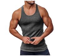 Generisch Camiseta interior para hombre, sin mangas, sin mangas, camiseta deportiva básica, suave, corte regular, transpirable, tiempo libre, playa, chaleco ajustado, camiseta interior holgada