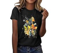 Generisch Camiseta para mujer con estampado de libélula, elegante, cuello redondo, camiseta estampada para mujer, camisetas de manga corta para mujer, camisetas básicas informales, ropa blanca