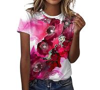 Generisch Camiseta para mujer con estampado de libélula, elegante, cuello redondo, camiseta estampada para mujer, camisetas de manga corta para mujer, camisetas básicas informales, ropa blanca