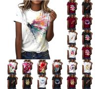 Generisch Camiseta para mujer con estampado de libélula, elegante, cuello redondo, camiseta estampada para mujer, camisetas de manga corta para mujer, camisetas básicas informales, ropa blanca