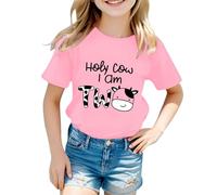 Generisch Camiseta para niña para 2º cumpleaños 'Holy Cow I am Two' - Divertida camiseta de cumpleaños con diseño de vaca | Top para niños de dos años