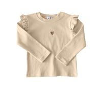 Generisch Camiseta para niños con bordado de corazón, manga larga, de algodón, informal, informal, para el día a día, para la escuela, básica, con patrones de bordado, ajuste suave para niñas y niños