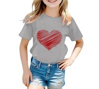 Generisch Camiseta para niños San Valentín Letter Print Cuello Redondo Manga Corta Casual Moda Casual para Diario y Fiesta Casual Cómodo para Niños, Adolescentes Niños Pequeños Ropa Suave de Todos los