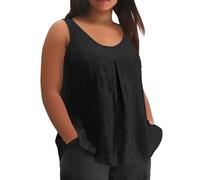 Generisch Camiseta Sexy 2025 Primavera/Cuello en V Camiseta sin mangas para mujer Top Mujer Brillante, Negro , 3XL