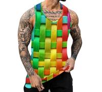 Generisch Camiseta sin mangas de carnaval de sexo de primavera masculina con tema colorido, verde, L