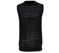 Generisch Camiseta sin mangas de punto hueca para hombre, corte ajustado, color carne, Negro , XL