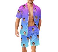 Generisch Camiseta sin mangas para hombre, conjunto de pijama divertido para hombres y mujeres, parejas a juego, unisex, nombre personalizado, albornoz para mujer, purpurina, azul, S