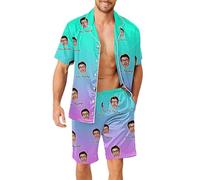 Generisch Camiseta sin mangas para hombre, conjunto de pijama divertido para hombres y mujeres, parejas a juego, unisex, nombre personalizado, albornoz para mujer, purpurina, verde menta, 3XL
