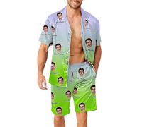 Generisch Camiseta sin mangas para hombre, conjunto de pijama divertido para hombres y mujeres, parejas a juego, unisex, nombre personalizado, albornoz para mujer, purpurina, azul claro, L