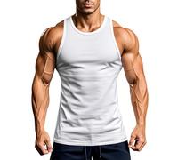 Generisch Camiseta sin mangas para hombre, de verano, gimnasio, fitness, ligera, sin mangas, elástica, deportiva, de secado rápido, moldeadora para hombre, cómoda camiseta interior para deportes
