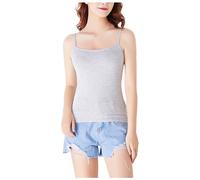 Generisch Camiseta sin mangas para mujer, camiseta de tirantes de verano, sin mangas, cuello redondo, blusas, camisón sexy, sin mangas, traje de casa para interior, gris, XXL