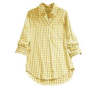 Generisch Camiseta tradicional para mujer: tira de botones de manga larga Oktoberfest Tops Blusa tradicional cuello en V Tops camisa de franela con cuello de descanso Flosa Mujer Camisa a cuadros