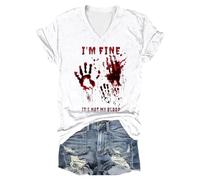 Generisch Camiseta unisex para Halloween, carnaval, festival, camiseta con estampado de sangre, camiseta deportiva informal, disfraz básico, carnaval, calabaza, carnaval, blusa de cosplay, Wein-a