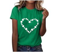 Generisch Camisetas casuales para mujer con cuello redondo StPatricks Day Four Leaf Print Túnica Mujer Verano Elegante, verde, XXL