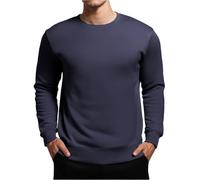 Generisch Camisetas para hombre blanco camiseta de manga larga hombre algodón cuello redondo tallas grandes sudadera monocolor sudadera básica jogging suéter clásico corte suelto suéter sin capucha