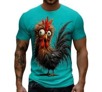 Generisch Camisetas para hombre con pollo loco y kung fu abuelo impresión gráfica divertida camiseta de deportes marciales camiseta de cuello redondo verano camiseta de ocio camiseta de manga corta