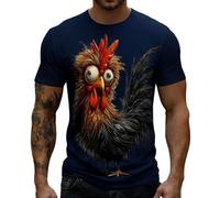Generisch Camisetas para hombre con pollo loco y kung fu abuelo impresión gráfica divertida camiseta de deportes marciales camiseta de cuello redondo verano camiseta de ocio camiseta de manga corta