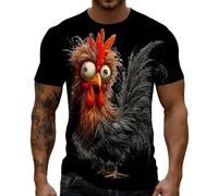 Generisch Camisetas para hombre con pollo loco y kung fu abuelo impresión gráfica divertida camiseta de deportes marciales camiseta de cuello redondo verano camiseta de ocio camiseta de manga corta