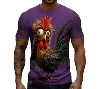 Generisch Camisetas para hombre con pollo loco y kung fu abuelo impresión gráfica divertida camiseta de deportes marciales camiseta de cuello redondo verano camiseta de ocio camiseta de manga corta