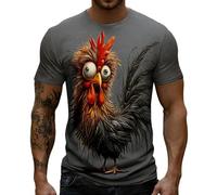 Generisch Camisetas para hombre con pollo loco y kung fu abuelo impresión gráfica divertida camiseta de deportes marciales camiseta de cuello redondo verano camiseta de ocio camiseta de manga corta