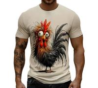 Generisch Camisetas para hombre con pollo loco y kung fu abuelo impresión gráfica divertida camiseta de deportes marciales camiseta de cuello redondo verano camiseta de ocio camiseta de manga corta