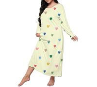 Generisch Camisón de manga larga para mujer, camiseta de dormir de algodón, tallas grandes, ropa de dormir Leo de gran tamaño, ropa de dormir para mujer gordita, ropa de dormir ligera y transpirable