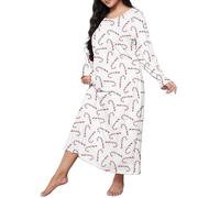 Generisch Camisón de manga larga para mujer, camiseta de dormir de algodón, tallas grandes, ropa de dormir Leo de gran tamaño, ropa de dormir para mujer gordita, ropa de dormir ligera y transpirable