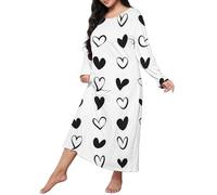 Generisch Camisón de manga larga para mujer, camiseta de dormir de algodón, tallas grandes, ropa de dormir Leo de gran tamaño, ropa de dormir para mujer gordita, ropa de dormir ligera y transpirable