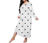 Generisch Camisón de manga larga para mujer, camiseta de dormir de algodón, tallas grandes, ropa de dormir Leo de gran tamaño, ropa de dormir para mujer gordita, ropa de dormir ligera y transpirable