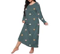 Generisch Camisón de manga larga para mujer, camiseta de dormir de algodón, tallas grandes, ropa de dormir Leo de gran tamaño, ropa de dormir para mujer gordita, ropa de dormir ligera y transpirable