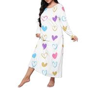 Generisch Camisón de manga larga para mujer, camiseta de dormir de algodón, tallas grandes, ropa de dormir Leo de gran tamaño, ropa de dormir para mujer gordita, ropa de dormir ligera y transpirable