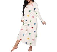 Generisch Camisón de manga larga para mujer, camiseta de dormir de algodón, tallas grandes, ropa de dormir Leo de gran tamaño, ropa de dormir para mujer gordita, ropa de dormir ligera y transpirable