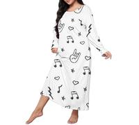 Generisch Camisón de manga larga para mujer, camiseta de dormir de algodón, tallas grandes, ropa de dormir Leo de gran tamaño, ropa de dormir para mujer gordita, ropa de dormir ligera y transpirable