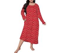 Generisch Camisón de mujer de algodón de manga larga, ropa de dormir de tallas grandes, camisa de dormir de invierno, cuello redondo, vestido de camiseta, vestido largo para el tiempo libre, ligero y