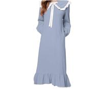 Generisch Camisón de mujer de invierno de franela de un solo color, forro de coral, calidez, estilo de princesa, diseño, camisón de manga larga para un cómodo confort en casa Camisón de mujer orgánico